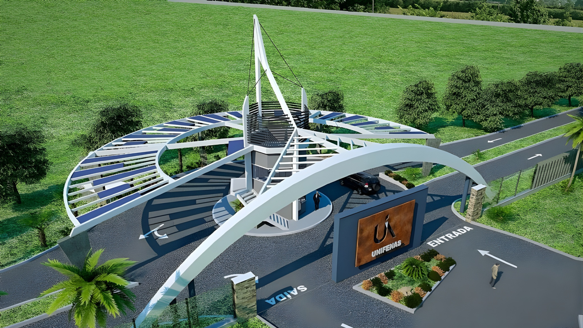 Projeto arquitetônico da Portaria UNIFENAS desenvolvido pelo escritório Natanael Ribeiro Arquiteto, com foco em funcionalidade, identidade e segurança.