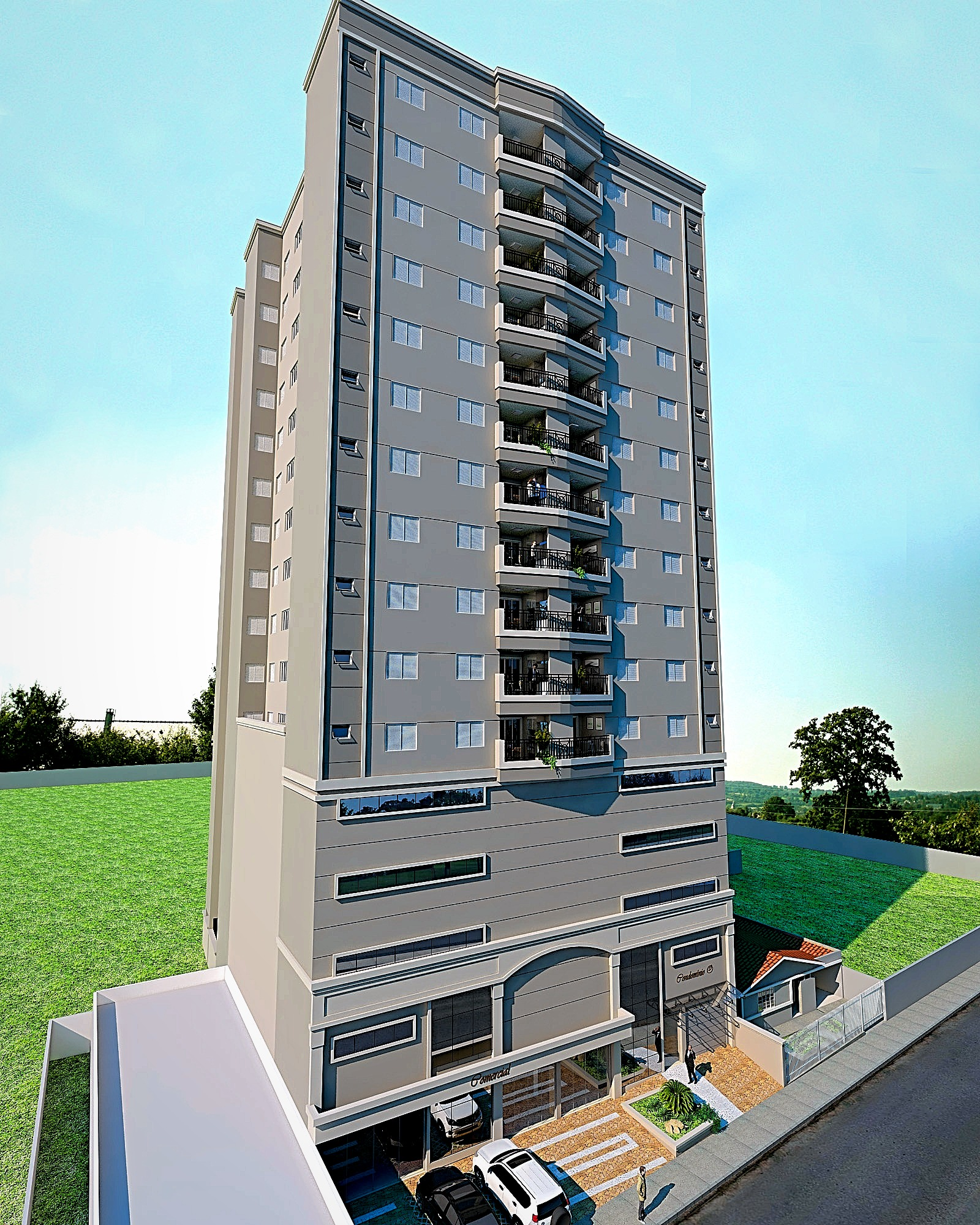 Projetos de edifícios desenvolvidos pelo escritório Natanael Ribeiro Arquitetura em Alfenas e região, com foco técnico e funcional.