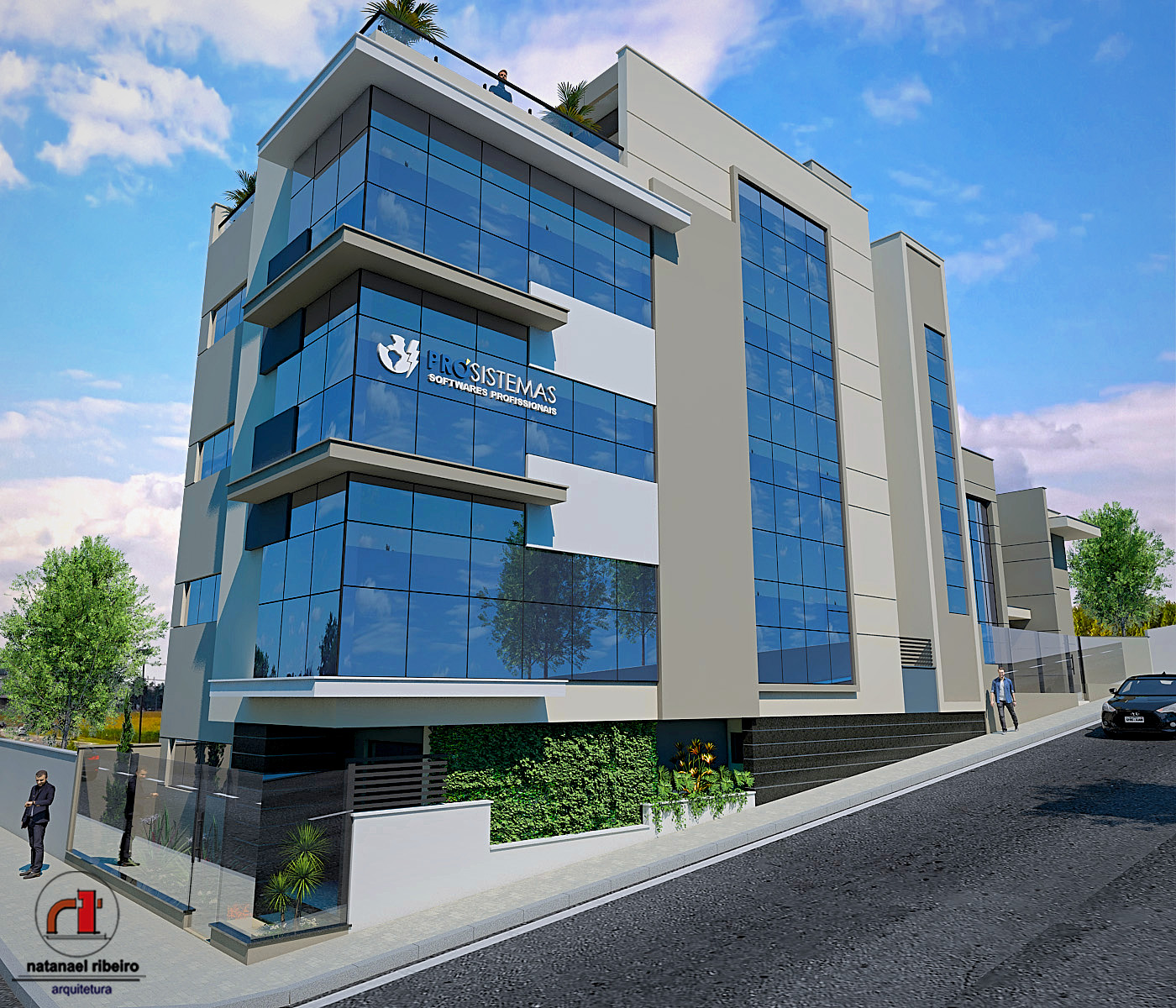 Prosistemas, projeto comercial desenvolvido pelo escritório Natanael Ribeiro Arquiteto em Alfenas, MG.